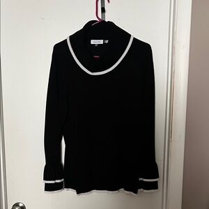 Calvin Klein Black Long Sleeve Top with White Trim